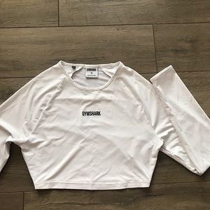 gymshark training long sleeve crop top (white)
